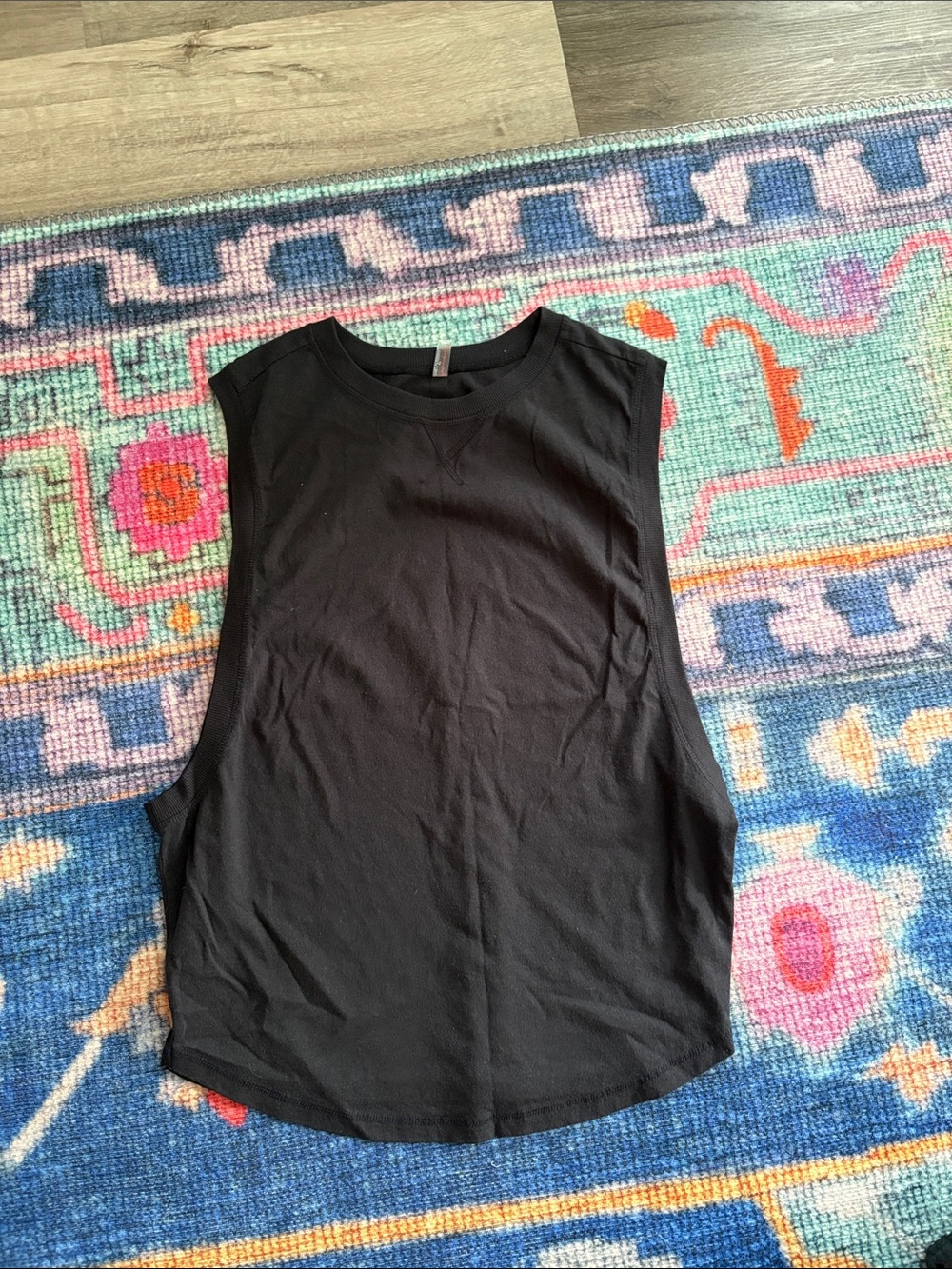 Free People Black Oversized Muscle Tank Top - Sleeveless Crew